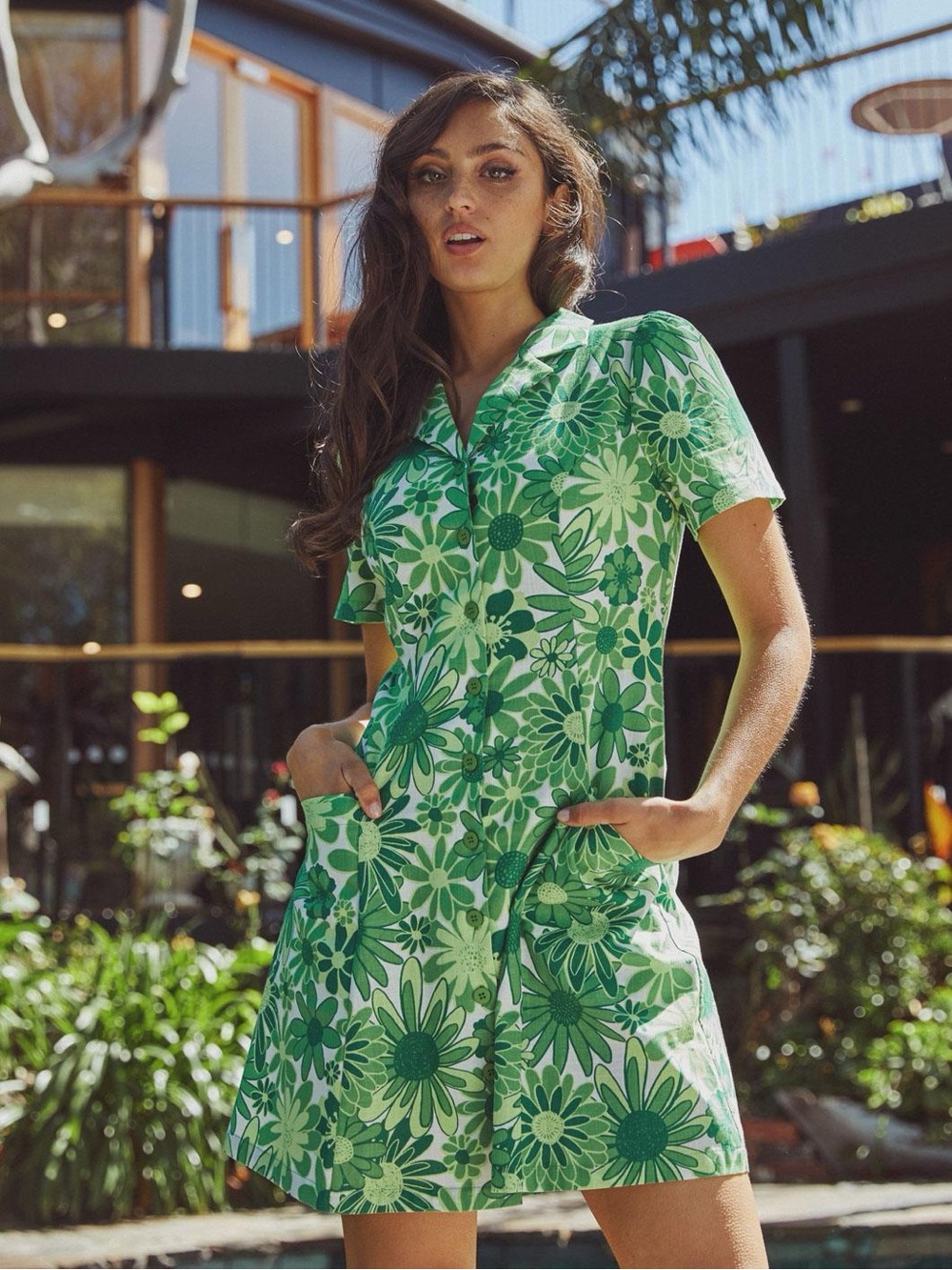 Princess Highway Justine Flower Print Cotton Shirt Dress